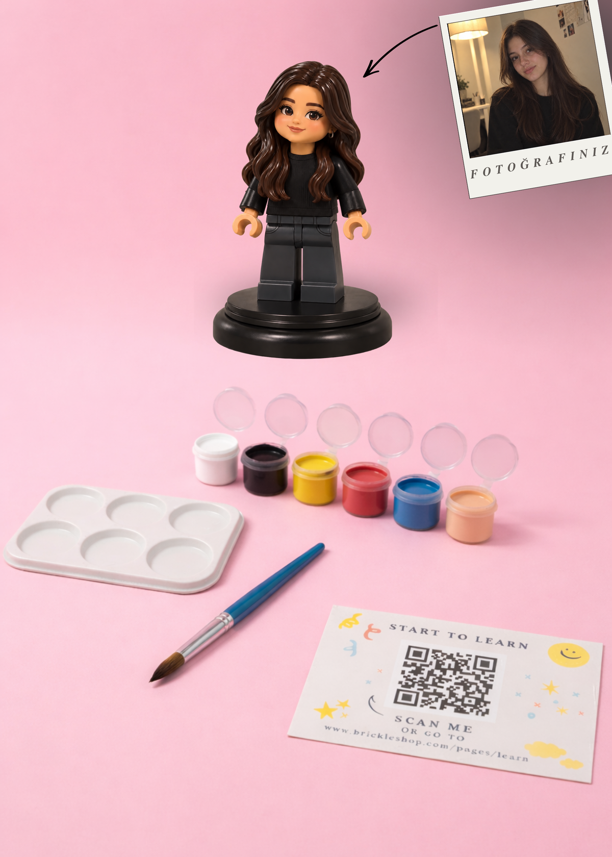 Kişiye Özel Brick Tarzı MiniMe - 3D Figür Boyama Seti