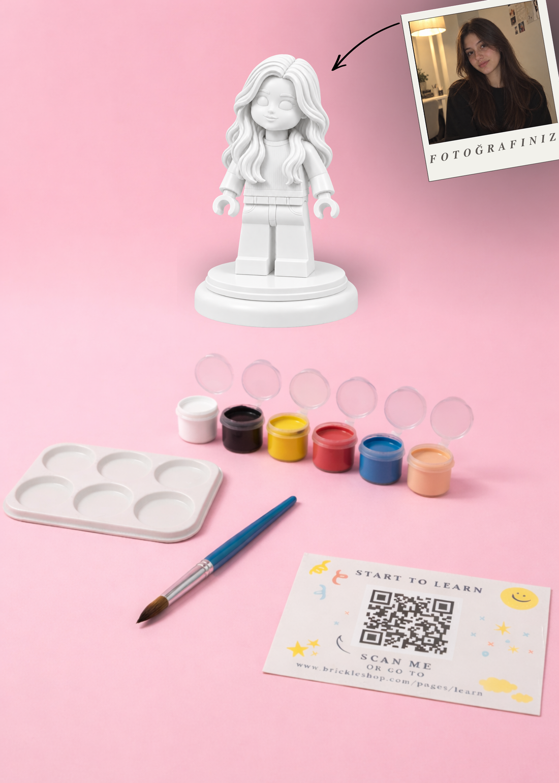 Kişiye Özel Brick Tarzı MiniMe - 3D Figür Boyama Seti