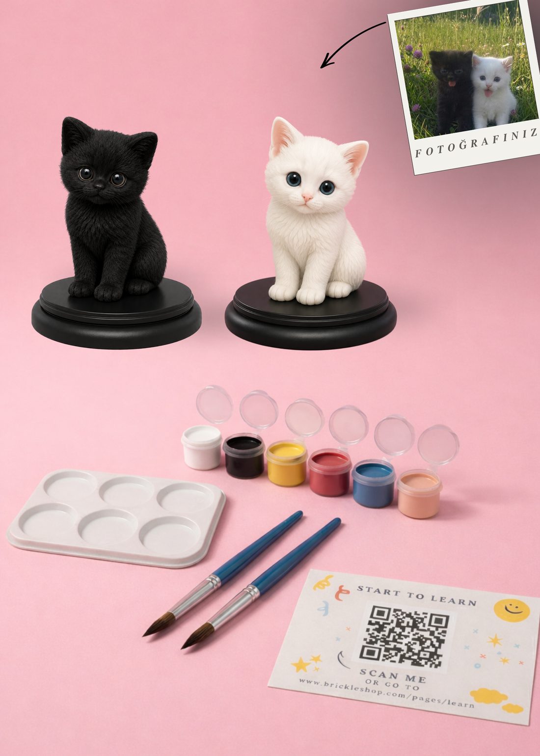 Çift Adet Evcil Hayvan Özel MiniMe - 3D Figür Boyama Seti