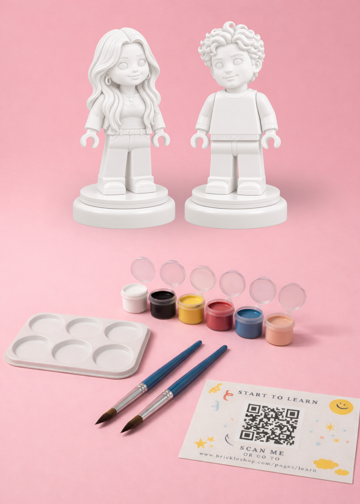 Çift Kişilik Brick Tarzı MiniMe - 3D Figür Boyama Seti    (2 Adet Kişiye Özel)